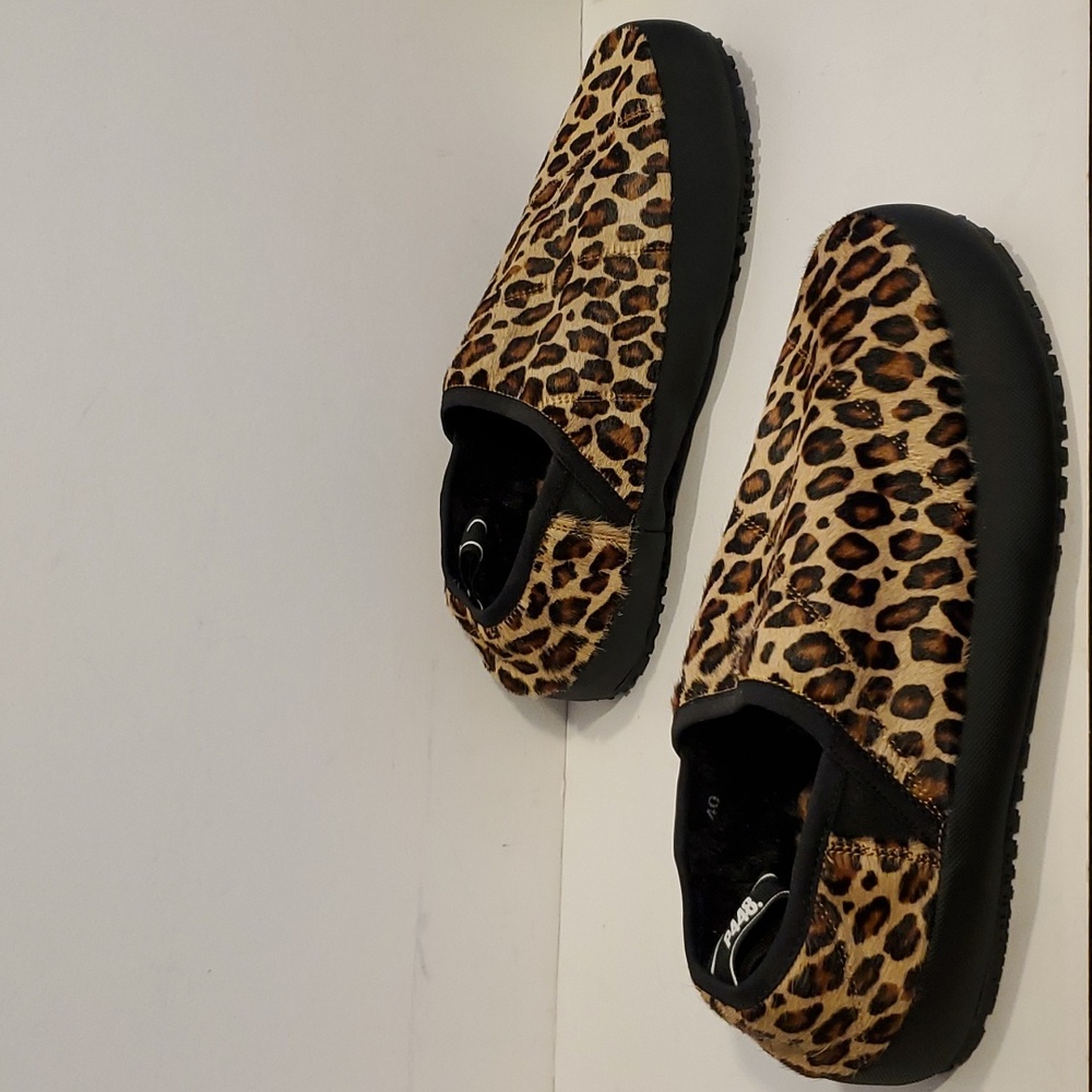 P448 Laby Slippers Cheetah Print Calfhair Size 9/10 NWOB - Picture 3 of 10